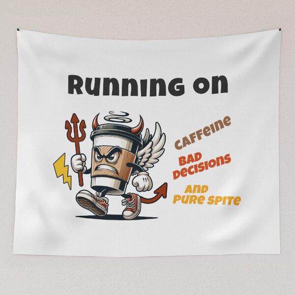 Item preview, Running on Caffeine Chaos & Spite – Angry Coffee Cup designed and sold by KZbubble.