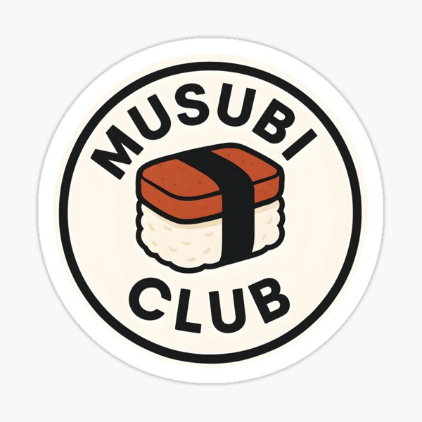 Item preview, MUSUBI CLUB Sticker – Retro Foodie Logo Design | Clean Vector Aesthetic for Japanese Food Lovers designed and sold by WAUZ.