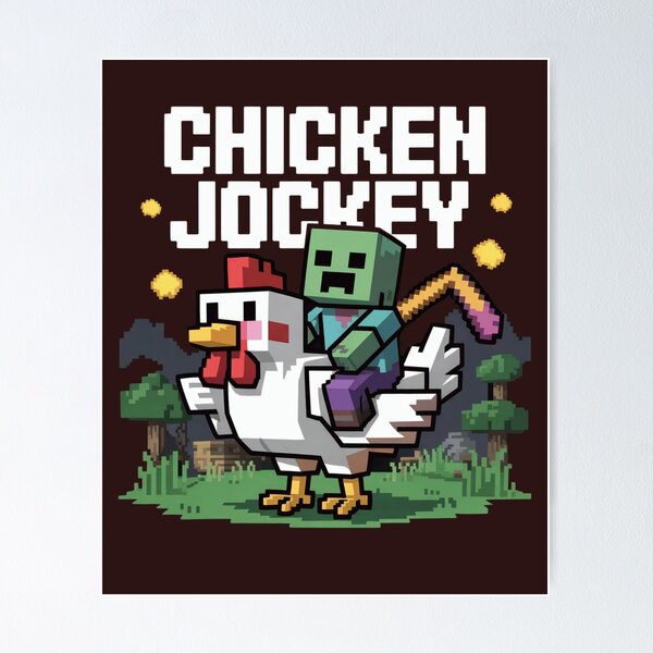 Vista previa del artículo con la obra «Camiseta divertida de pollo jockey zombi pixel art para gamer, para niños», diseñado y vendido por tarikusa02.