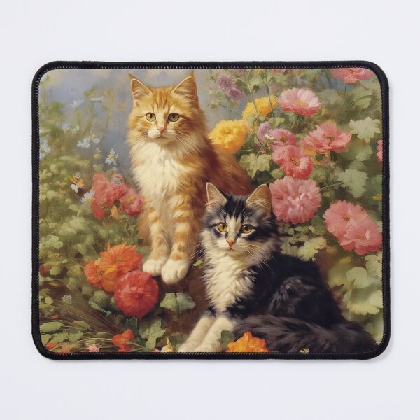 Item preview, Two Cats In A Zinnia Garden designed and sold by KeeganCreations.