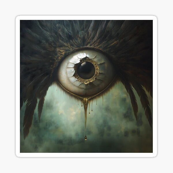 Item preview, Mystical Eye of Wisdom - Surreal Feathered Vision Art Print designed and sold by Chroma Myst.