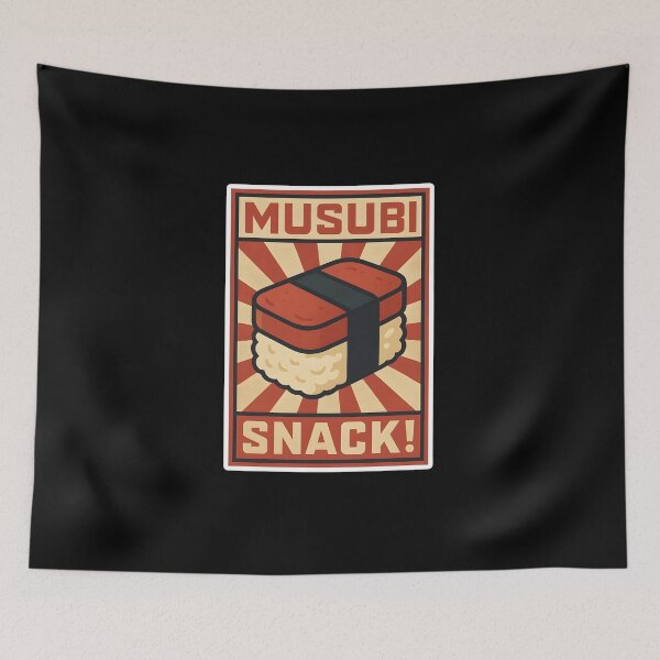 Item preview, MUSUBI SNACK! – Retro Propaganda Food Sticker | Bold Vintage Japanese Spam Musubi Design designed and sold by WAUZ.