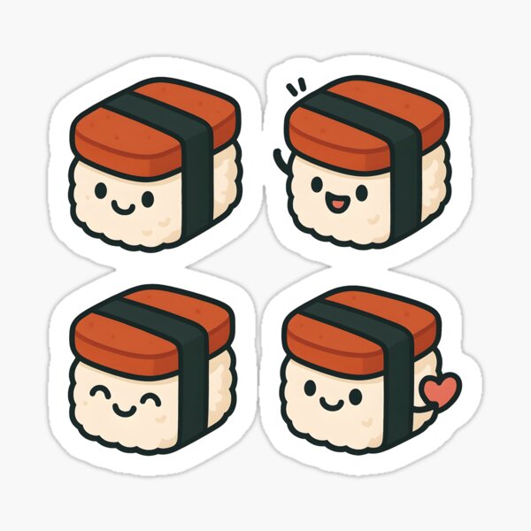Item preview, Cute Kawaii Spam Musubi Sticker – Adorable Hawaiian Sushi Snack Character designed and sold by WAUZ.