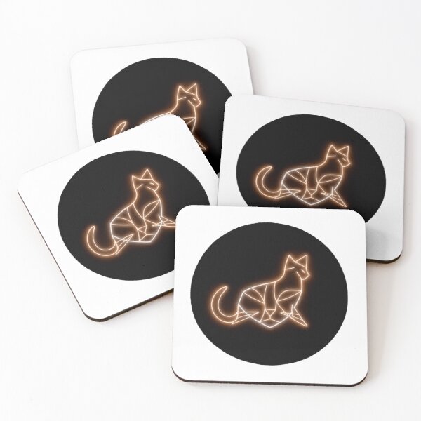 Item preview, Neon Geometric Cat – Futuristic Glow Art designed and sold by apoknight.