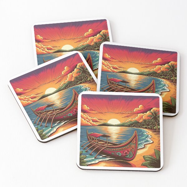 Item preview, AI Sunset in West Sumatra with Comic-Style Boat – Unique Tropical Design for Beach Lovers and Nature Enthusiasts designed and sold by knalpot-design.