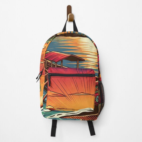 Item preview, AI Sunset in West Sumatra with Comic-Style Boat – Unique Tropical Design for Beach Lovers and Nature Enthusiasts designed and sold by knalpot-design.