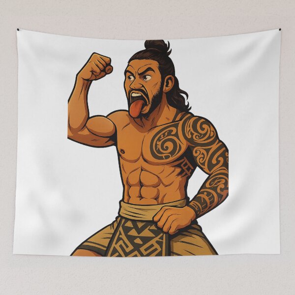 Item preview, Māori Haka Warrior – Ta Moko Tattoo and Fierce Stance designed and sold by Places On Earth.