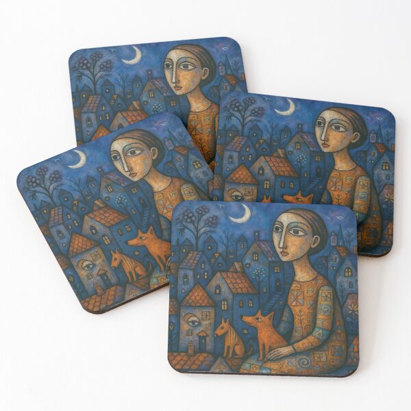 Item preview, Loneliness in the modern city. Painting in the style of primitivism designed and sold by BoBiloArt.