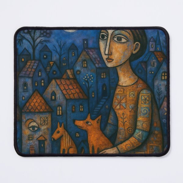 Item preview, Loneliness in the modern city. Painting in the style of primitivism designed and sold by BoBiloArt.