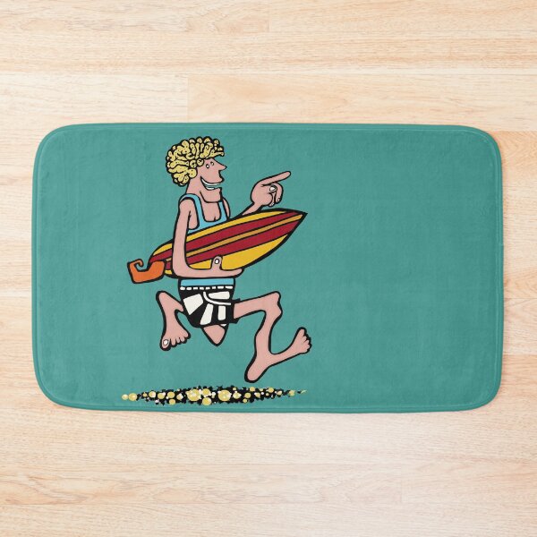 Item preview, Woody the Surfer Dude - Surf’s Up ! Running to waves with vintage surfboard vintage cartoon  designed and sold by Kludoman.