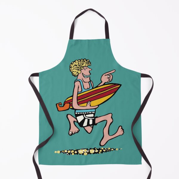 Item preview, Woody the Surfer Dude - Surf’s Up ! Running to waves with vintage surfboard vintage cartoon designed and sold by Kludoman.