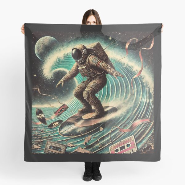 Aperçu de l'œuvre Cosmic Sound Surfer Astronaut - Static Rider : Échos du groove hanté créée et vendue par KreativKulture.
