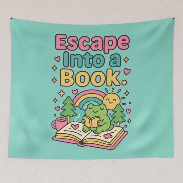 Item preview, Escape Into a Book – Cozy Reading Frog Illustration designed and sold by Cheeky Companions.