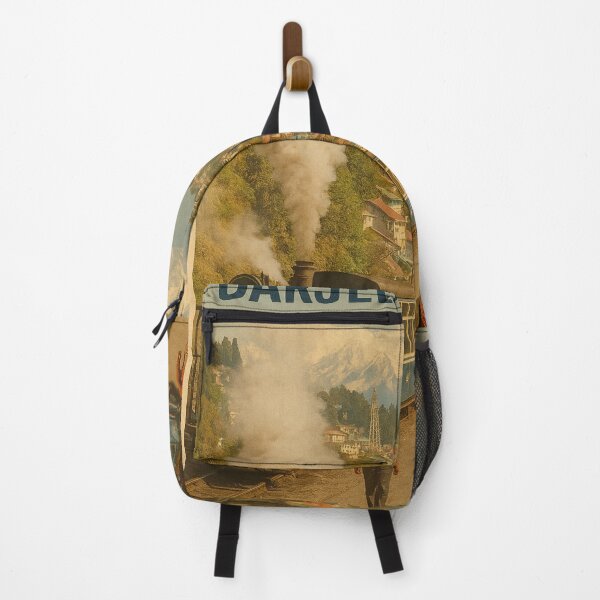 Item preview, Darjeeling India – Street Scene with Steam Train and Himalayan Peaks designed and sold by Aryabek.
