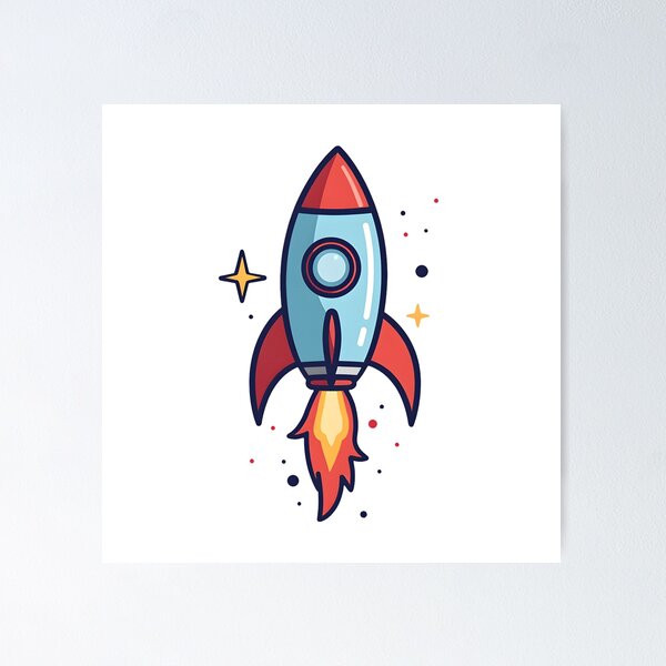 Cute Rocket Art Poster