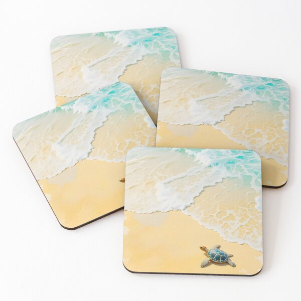 Item preview, Turtling, A Baby Sea Turtle Heading Toward the Ocean, Beach Wall Art, Sandy Shoreline with Gentle Waves and a Turtle,   designed and sold by Kintsugi99.