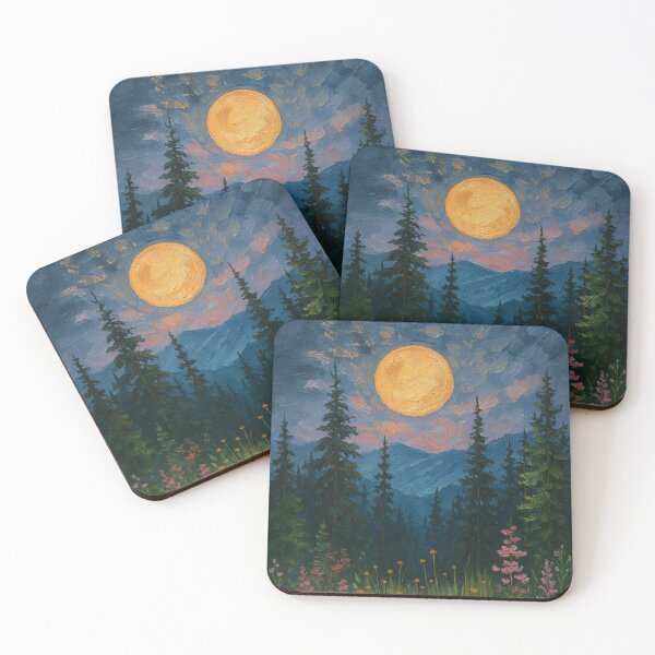 Item preview, Vintage Moonlight Pastel Floral Landscape designed and sold by claywalkr.