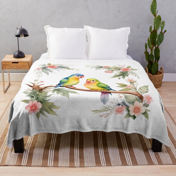 Item preview, Watercolor Lovebird Couple – Romantic Clipart with Floral Accents designed and sold by CharmingGarden.