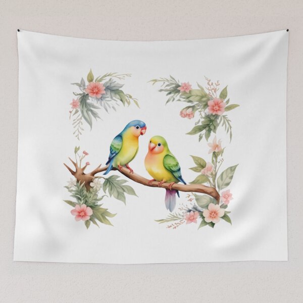 Item preview, Watercolor Lovebird Couple – Romantic Clipart with Floral Accents designed and sold by CharmingGarden.