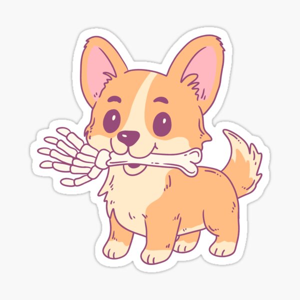 Item preview, Cute Corgi with Skeleton Bone designed and sold by Jess.a.creates.