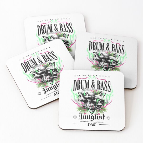 Item preview, DRUM AND BASS - 4 Skulls DNB (black)  designed and sold by Discothreadz.