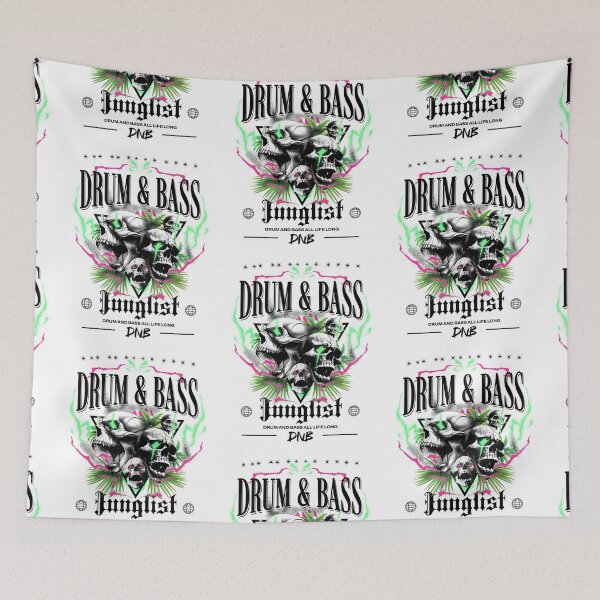 Item preview, DRUM AND BASS - 4 Skulls DNB (black)  designed and sold by Discothreadz.