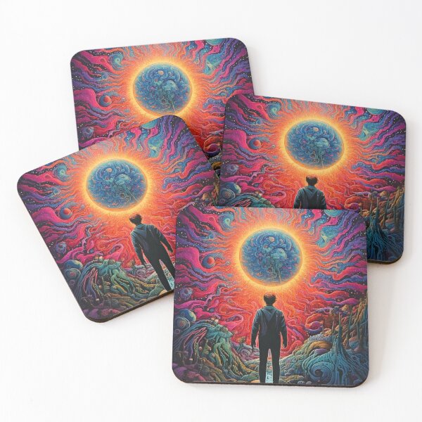 Item preview, Trippy Landscape – Spirit World Visionary Art – Seeker at the Veil designed and sold by CattlettArt.