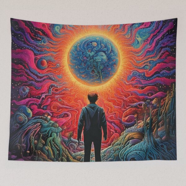 Item preview, Trippy Landscape – Spirit World Visionary Art – Seeker at the Veil designed and sold by CattlettArt.