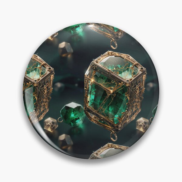 Item preview, Intricate Emerald Gem Design Encased in Ornate Metallic Geometric Framework designed and sold by CoolPixels.