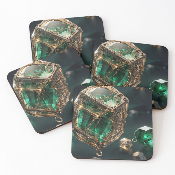 Item preview, Intricate Emerald Gem Design Encased in Ornate Metallic Geometric Framework designed and sold by CoolPixels.
