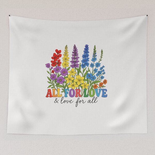 Item preview, All For Love & Love For All Inspirational Floral LGBT Pride designed and sold by facegm.