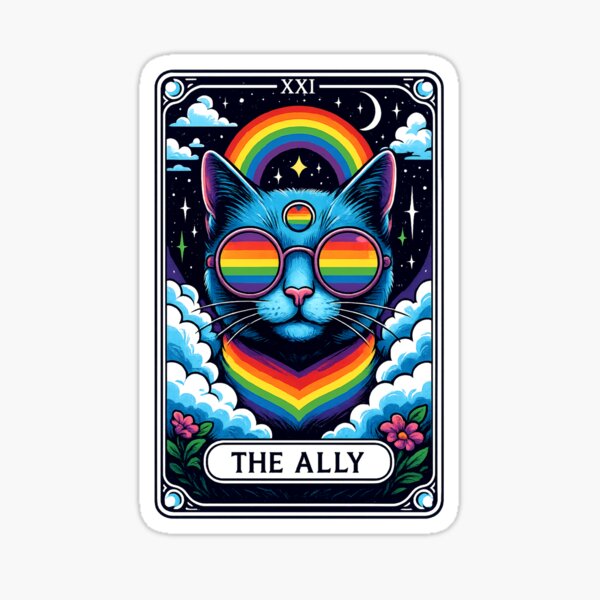 Artikel-Vorschau von Lustige Ally Cat Tarot Karte Stolz Sonnenbrille Gay Pride LGBTQ, designt und verkauft von facegm.