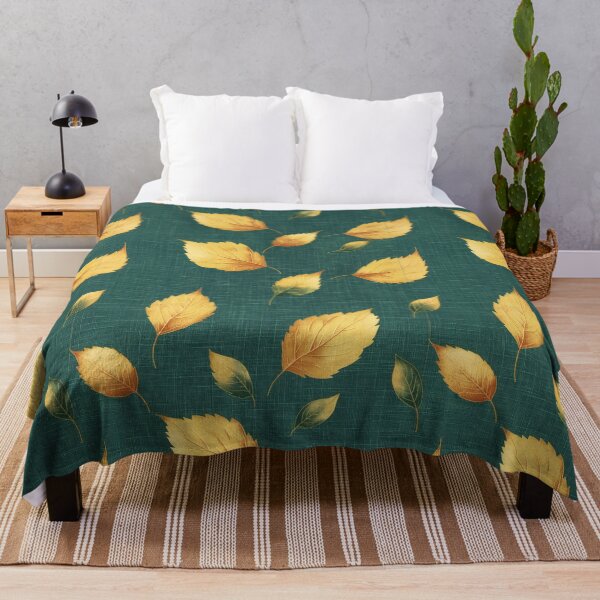 Item preview, Golden Autumn Leaves on Teal designed and sold by Skolyak.