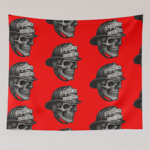 Item preview, First In, Last Out. Firefighter Skull designed and sold by TrashCultSupply.