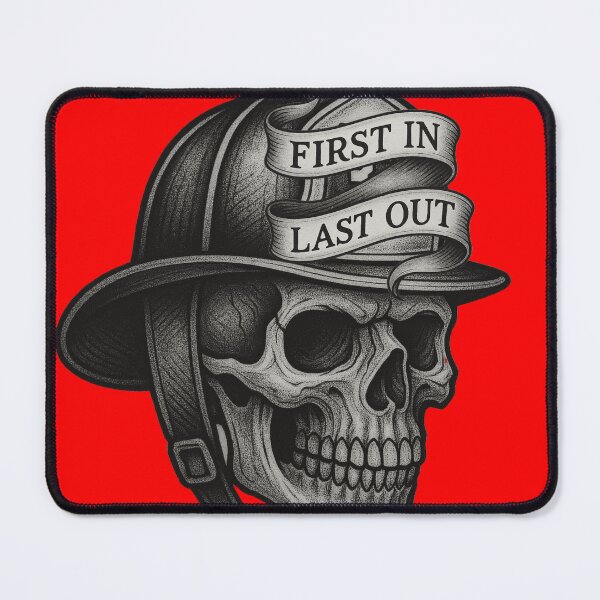 Item preview, First In, Last Out. Firefighter Skull designed and sold by TrashCultSupply.