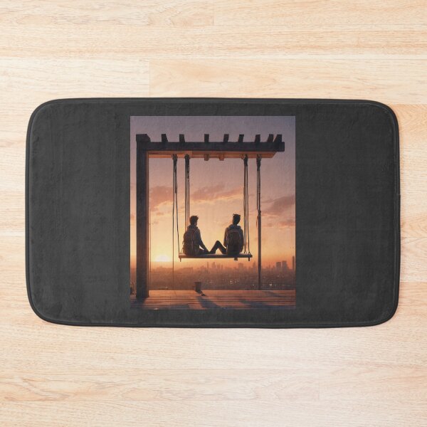 Item preview, "Sunset Serenity: Travelers on the Urban Hostel Rooftop" designed and sold by Artisticanvas.