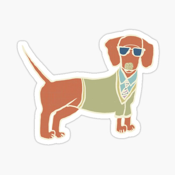 Artikel-Vorschau von Preppy Pets Dackel Hund mit Pullover, Krawatte und Sonnenbrille, designt und verkauft von RRuffieuxStudio.