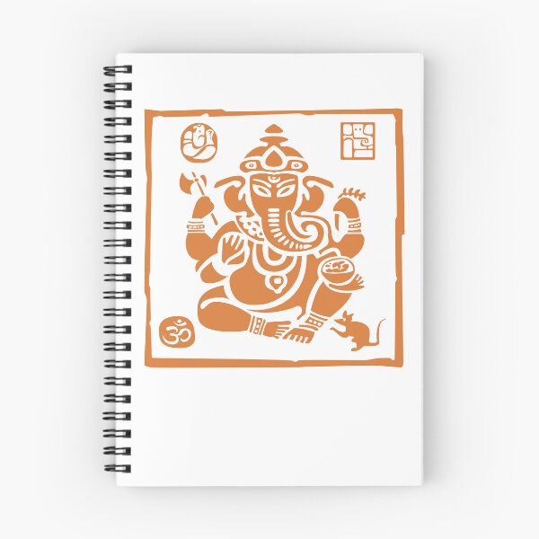 Item preview, Ganesha in Square block print motif - Orange designed and sold by ZOXOFO.