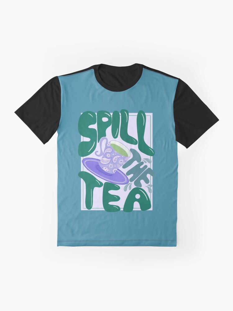 Thumbnail 4 of 5, Graphic T-Shirt, Spill the tea - retro hand lettering - green and purple designed and sold by cynhaller.
