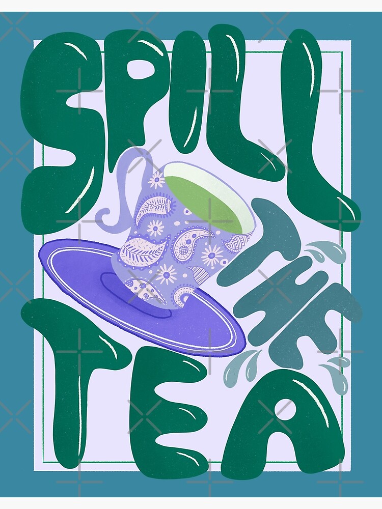 Thumbnail 7 of 7, Framed Art Print, Spill the tea - retro hand lettering - green and purple designed and sold by cynhaller.