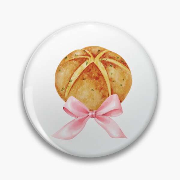 Item preview, Korean Cream Cheese Bread with Pink Bow – Coquette Bakery Watercolor Aesthetic designed and sold by DivinePassion.