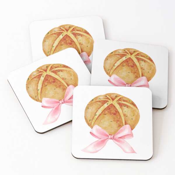 Item preview, Korean Cream Cheese Bread with Pink Bow – Coquette Bakery Watercolor Aesthetic designed and sold by DivinePassion.