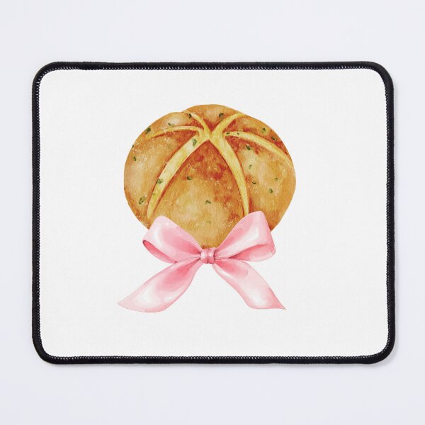 Item preview, Korean Cream Cheese Bread with Pink Bow – Coquette Bakery Watercolor Aesthetic designed and sold by DivinePassion.