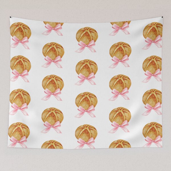 Item preview, Korean Cream Cheese Bread with Pink Bow – Coquette Bakery Watercolor Aesthetic designed and sold by DivinePassion.