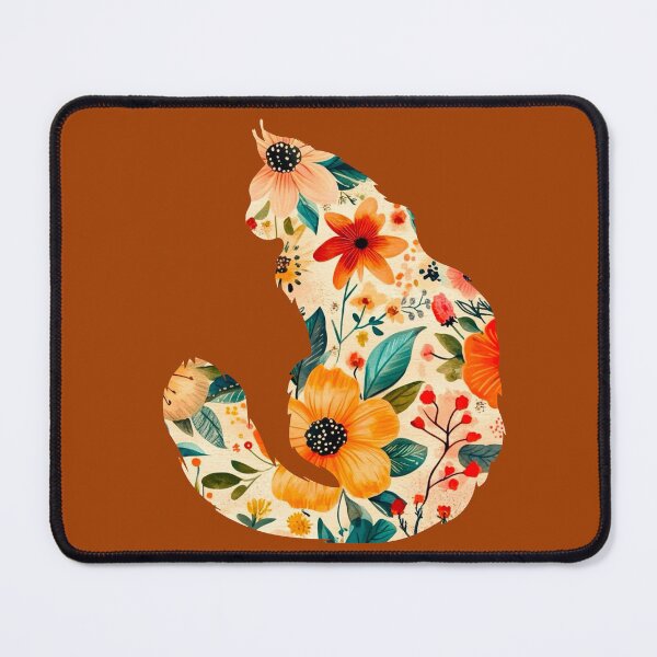 Item preview, Cat Silhouette - floral print designed and sold by NotARealGrownUp.