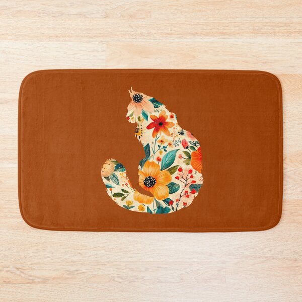 Item preview, Cat Silhouette - floral print designed and sold by NotARealGrownUp.