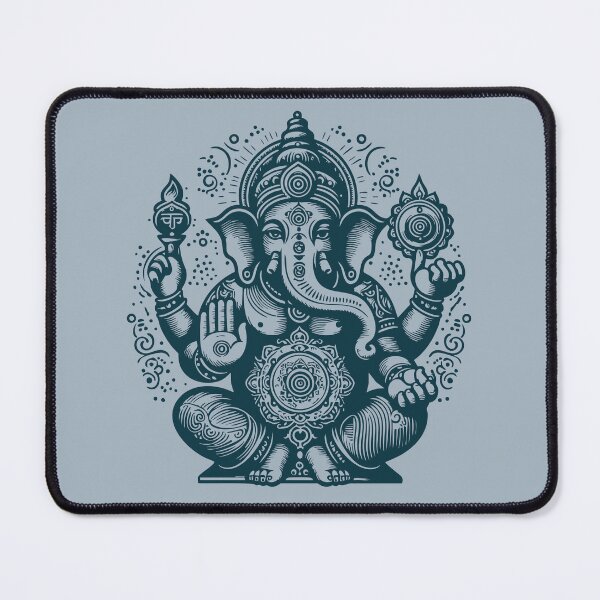 Item preview, Seated Blue Ganesha with chakras designed and sold by ZOXOFO.