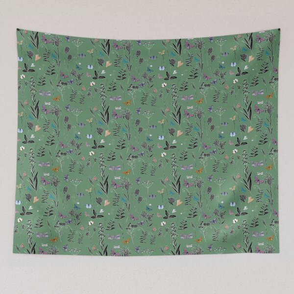 Item preview, wildflowers in green  designed and sold by Navitaloves.