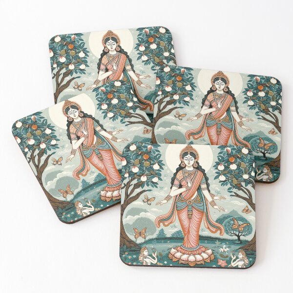 Item preview, The Goddess Lakshmi in a garden of pear trees designed and sold by ZOXOFO.