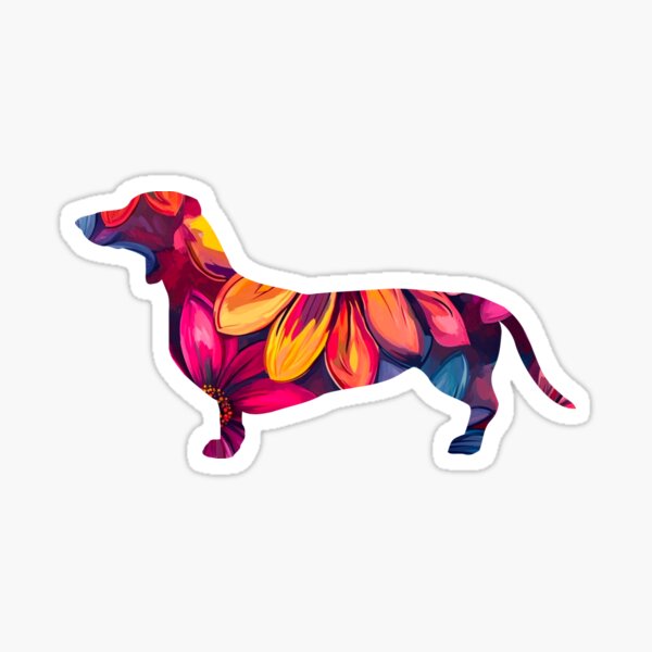 Aperçu de l'œuvre Silhouette de teckel - floral créée et vendue par NotARealGrownUp.